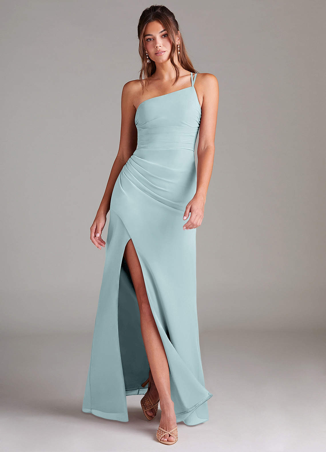 elyessen Eren Sky Blue Sheath One Shoulder Chiffon Dress 3