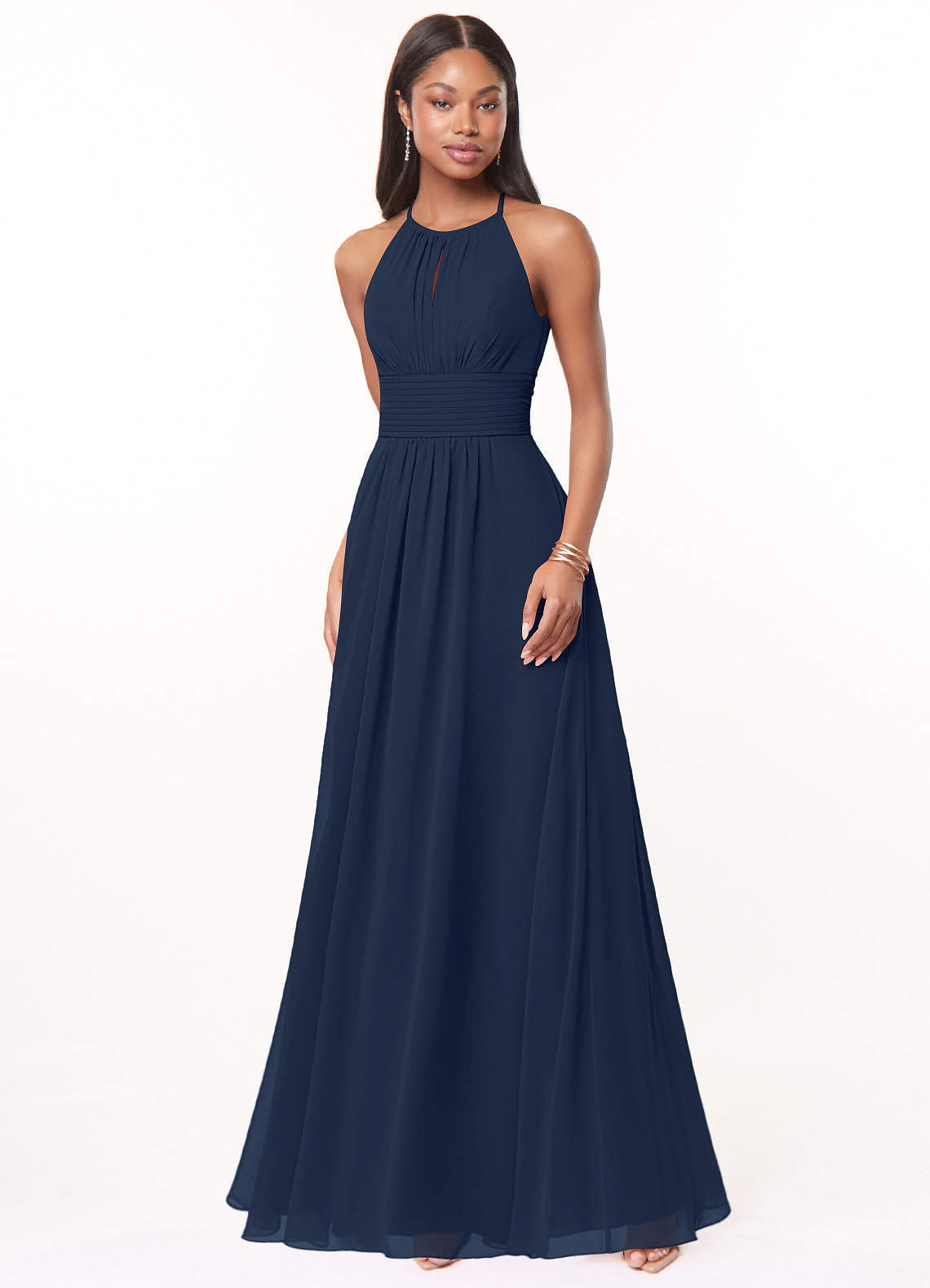 elyessen Bonnie Burgundy A-Line Keyhole Ruched Chiffon Dress 3