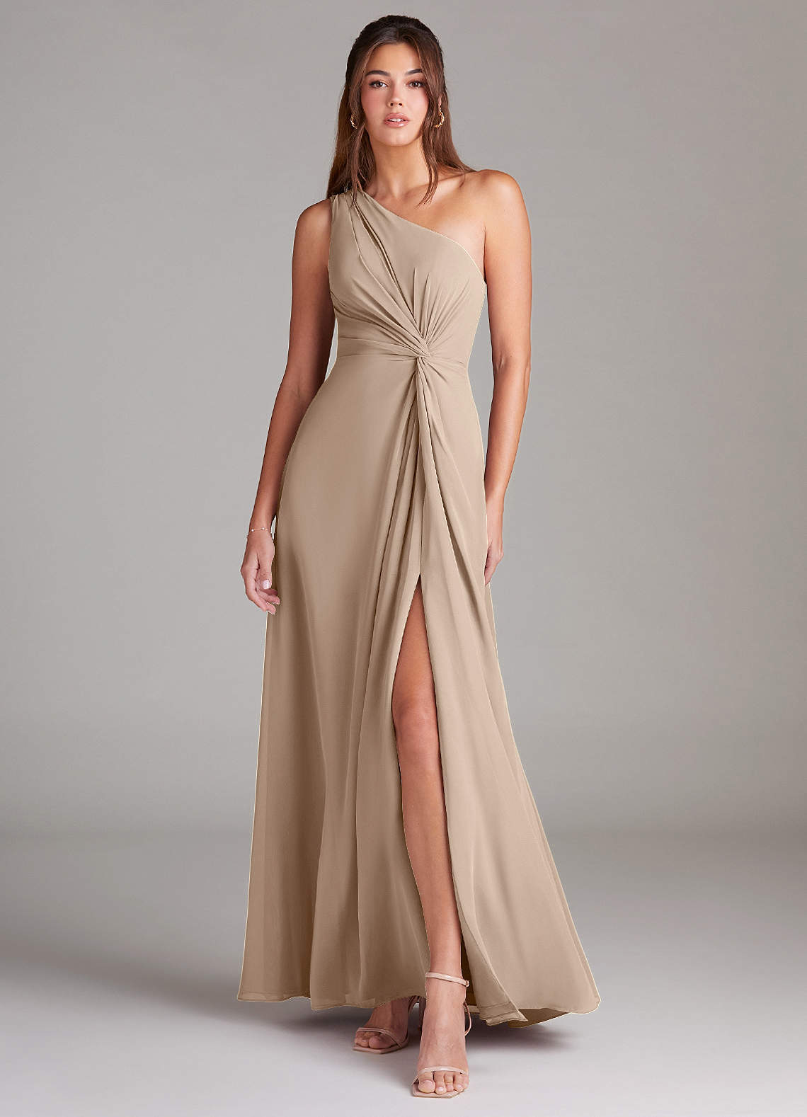 elyessen Brooke Sky Blue A-Line One Shoulder Chiffon Dress 7