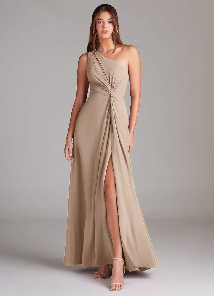 elyessen Brooke Sky Blue A-Line One Shoulder Chiffon Dress 7