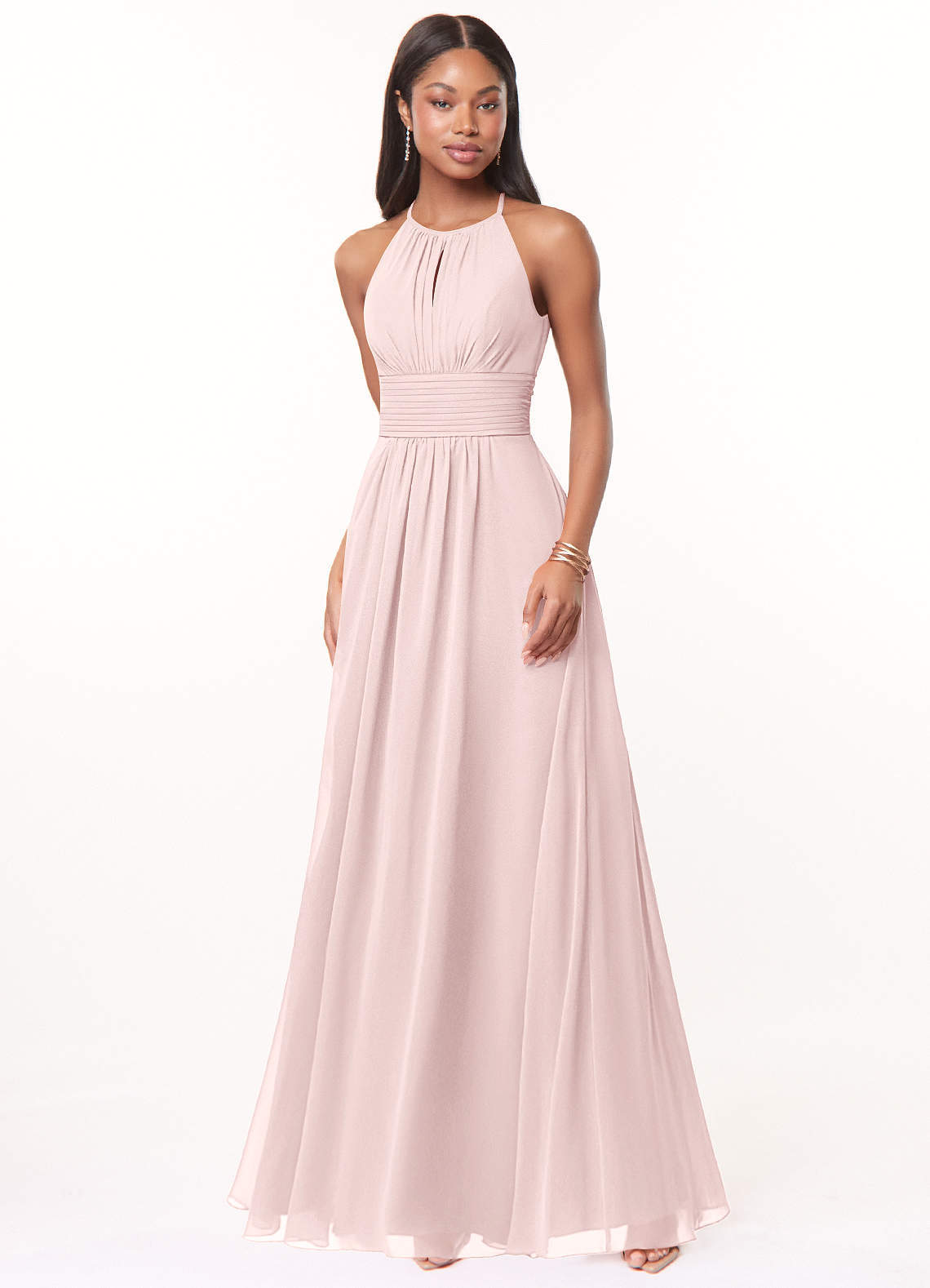 elyessen Bonnie Burgundy A-Line Keyhole Ruched Chiffon Dress 3
