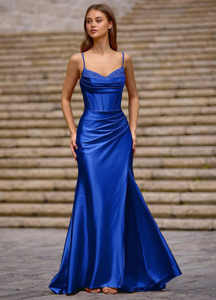 Glow Burgundy Silk-like Satin Prom Dress