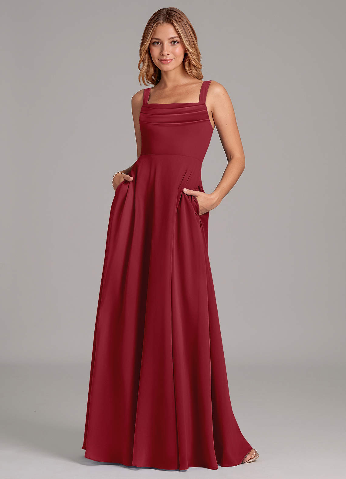 elyessen Shaude Sky Blue A-Line Pleated Chiffon Dress 6