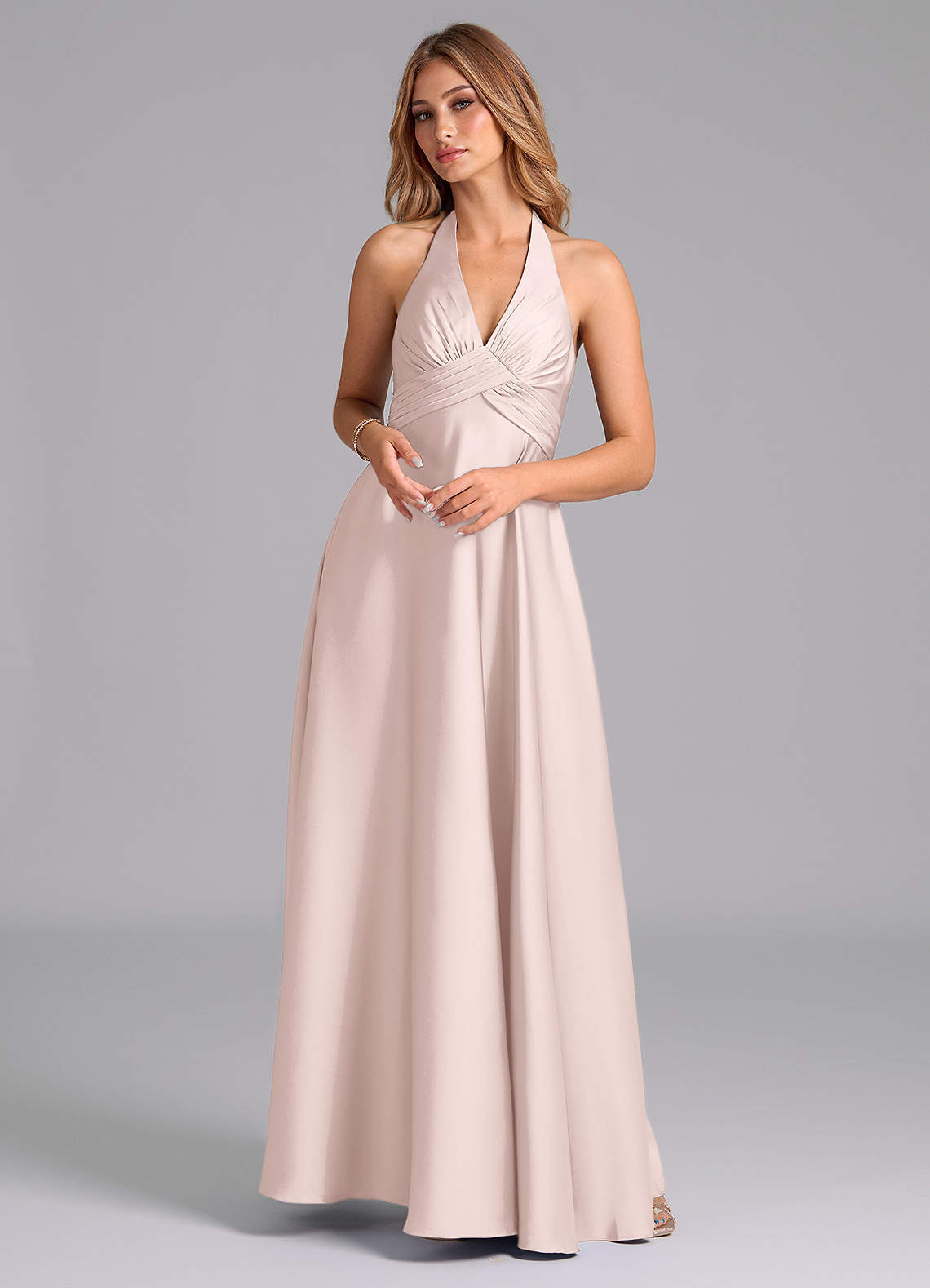 elyessen Tessie Terracotta A-Line Pleated Stretch Satin Dress 3