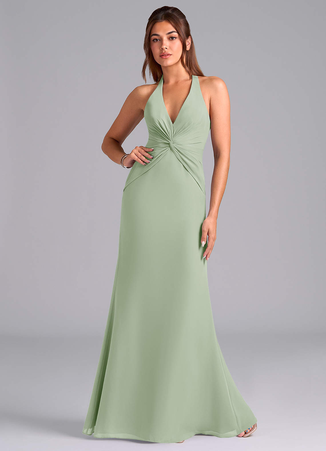 elyessen Valerie Sky Blue Mermaid Pleated Chiffon Dress 1