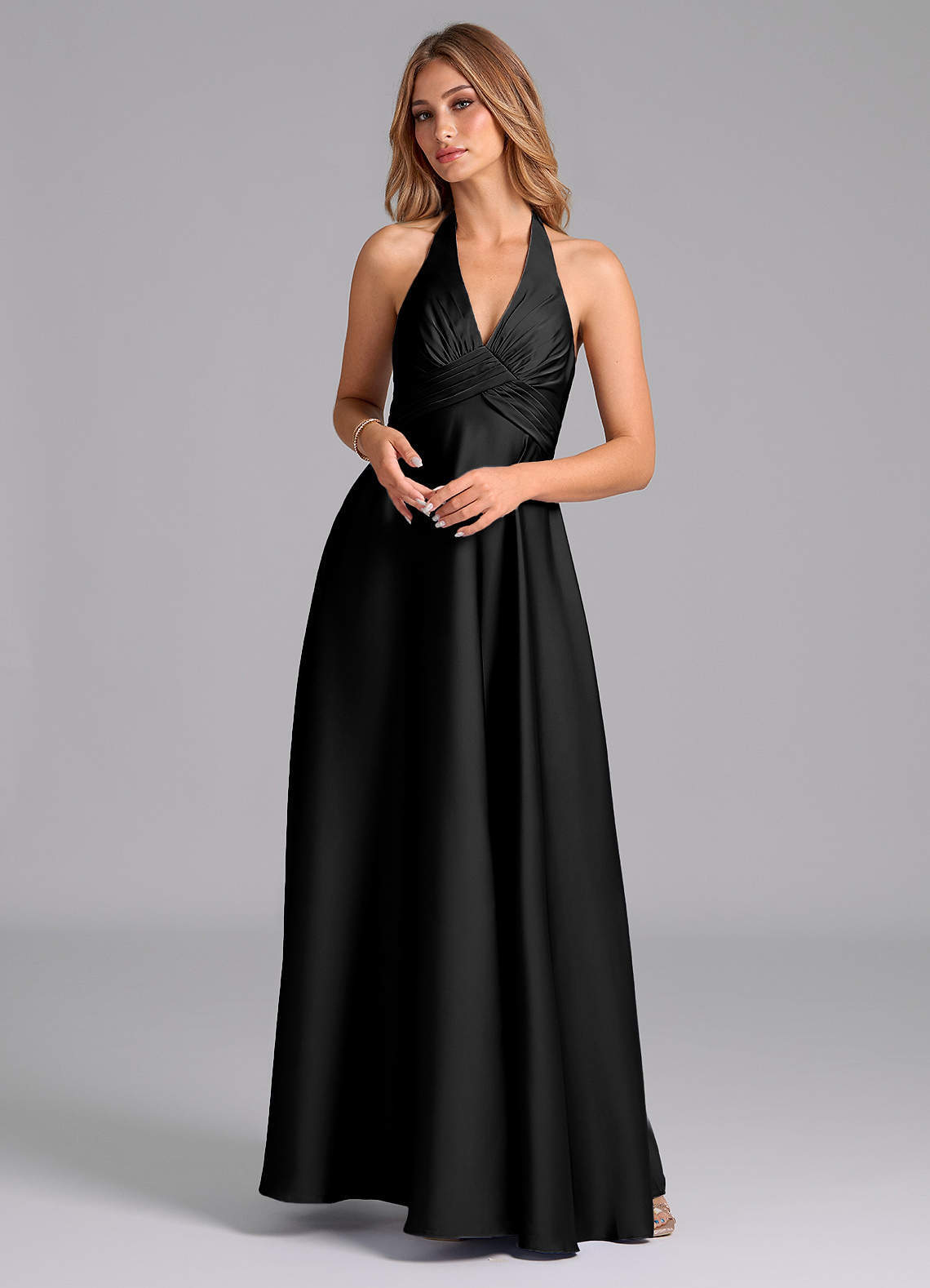 elyessen Tessie Terracotta A-Line Pleated Stretch Satin Dress 7