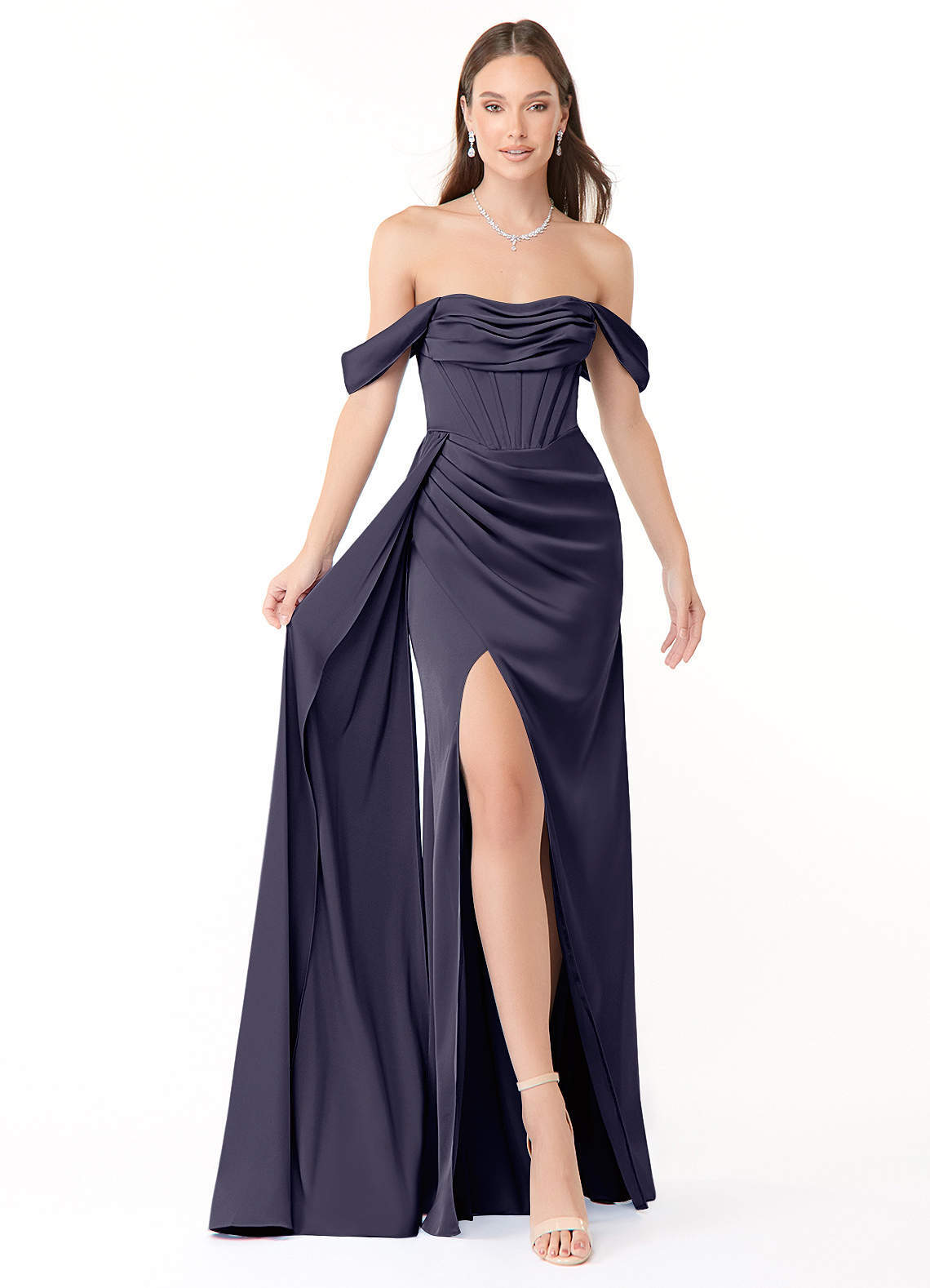 elyessen Amyra Black Mermaid Off the Shoulder Stretch Satin Convertible Dress 3