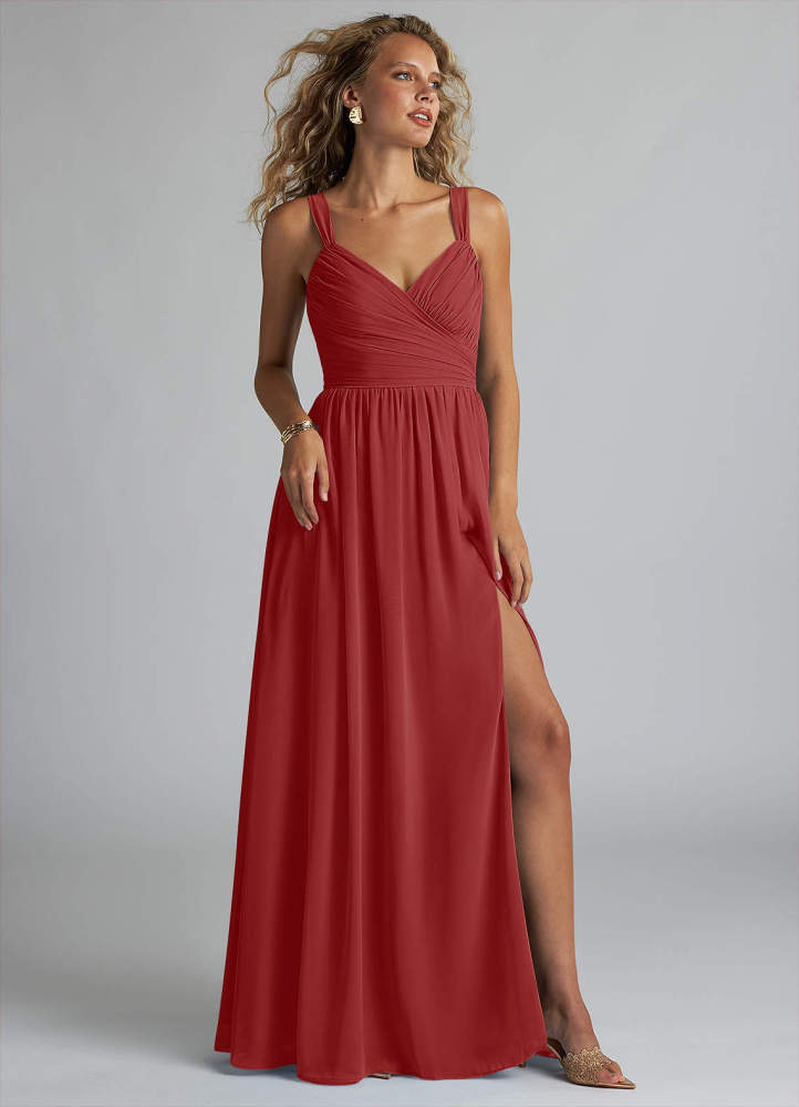 elyessen Aziza Sky Blue A-Line V-Neck Pleated Chiffon Dress 6