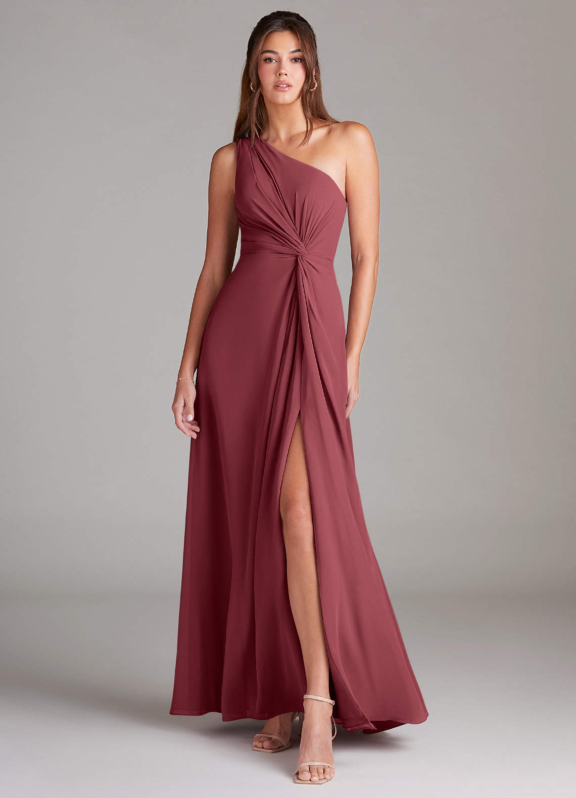 elyessen Brooke Sky Blue A-Line One Shoulder Chiffon Dress 6