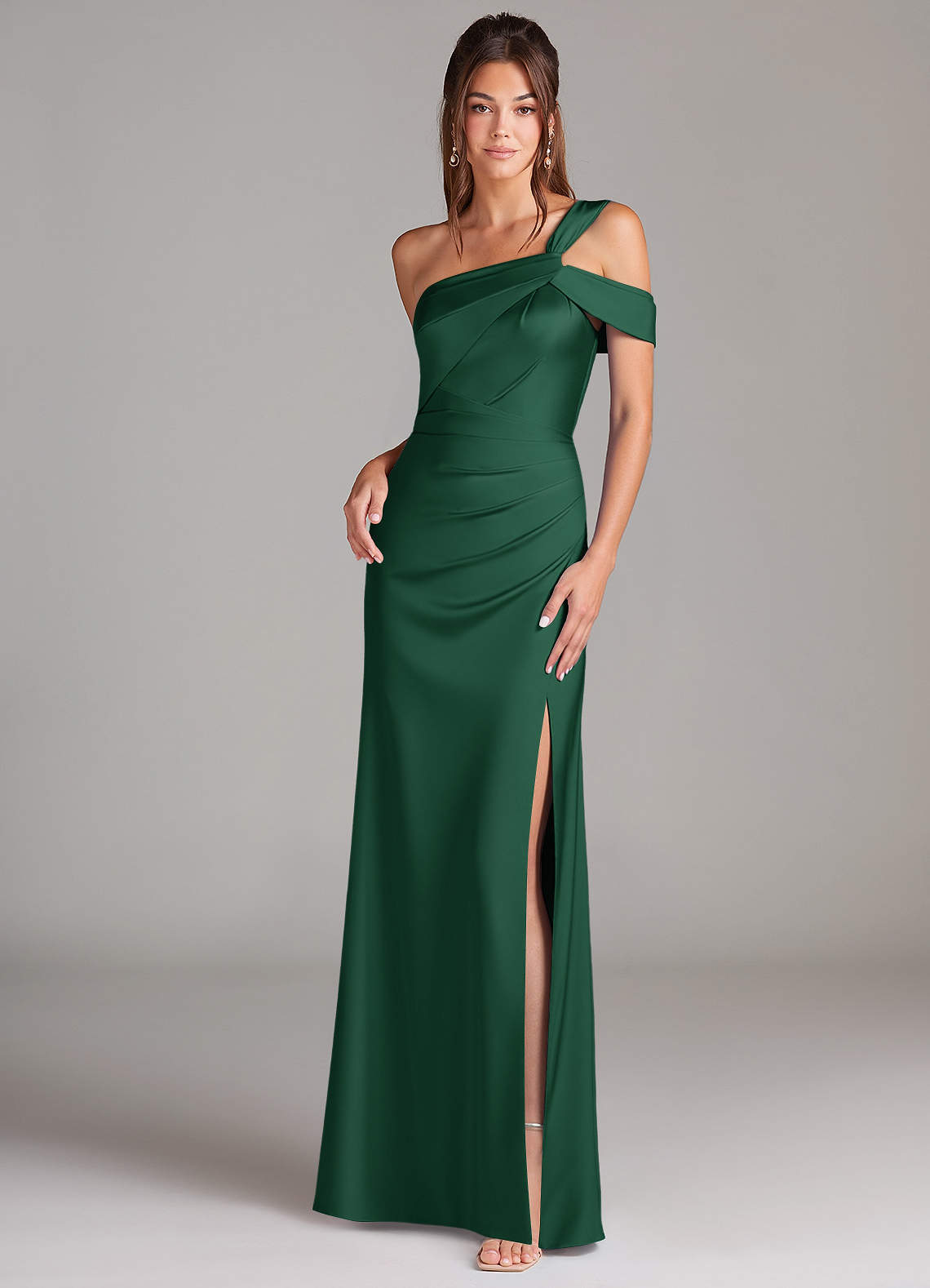 elyessen Wynter Black Sheath One Shoulder Stretch Satin Dress 2