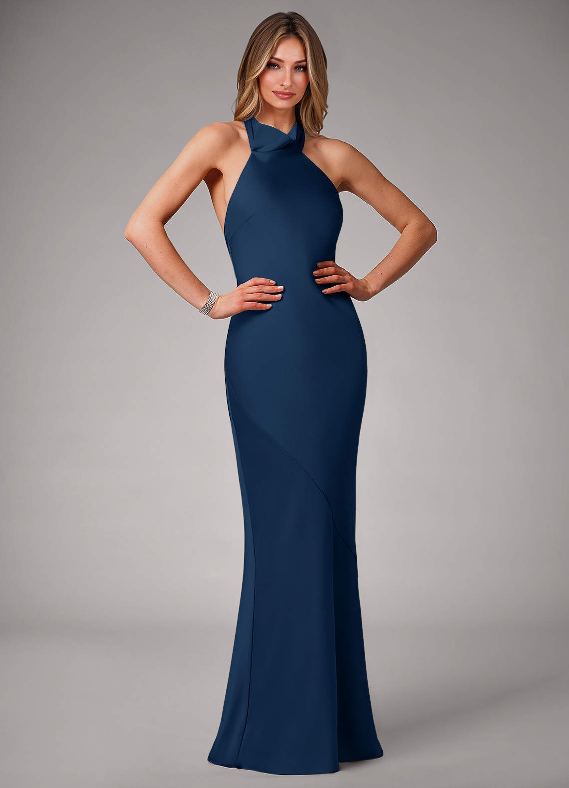 elyessen Velli Black Mermaid High Neck Stretch Satin Dress 3