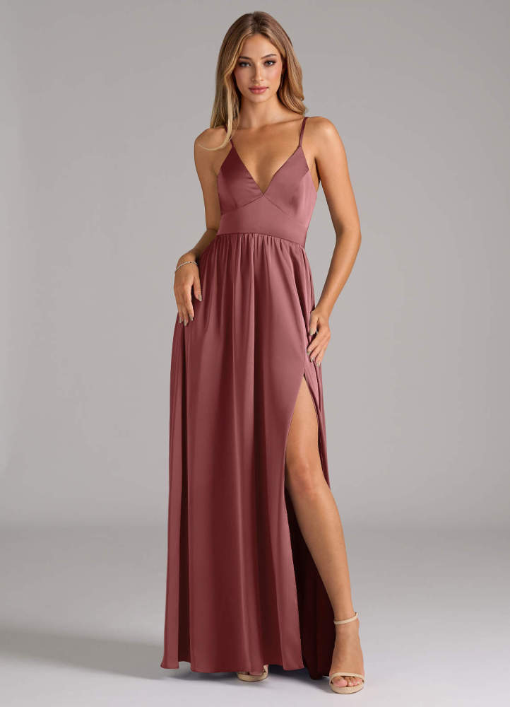 elyessen Aaida Dusty Sage A-Line Corset Stretch Satin Dress 5