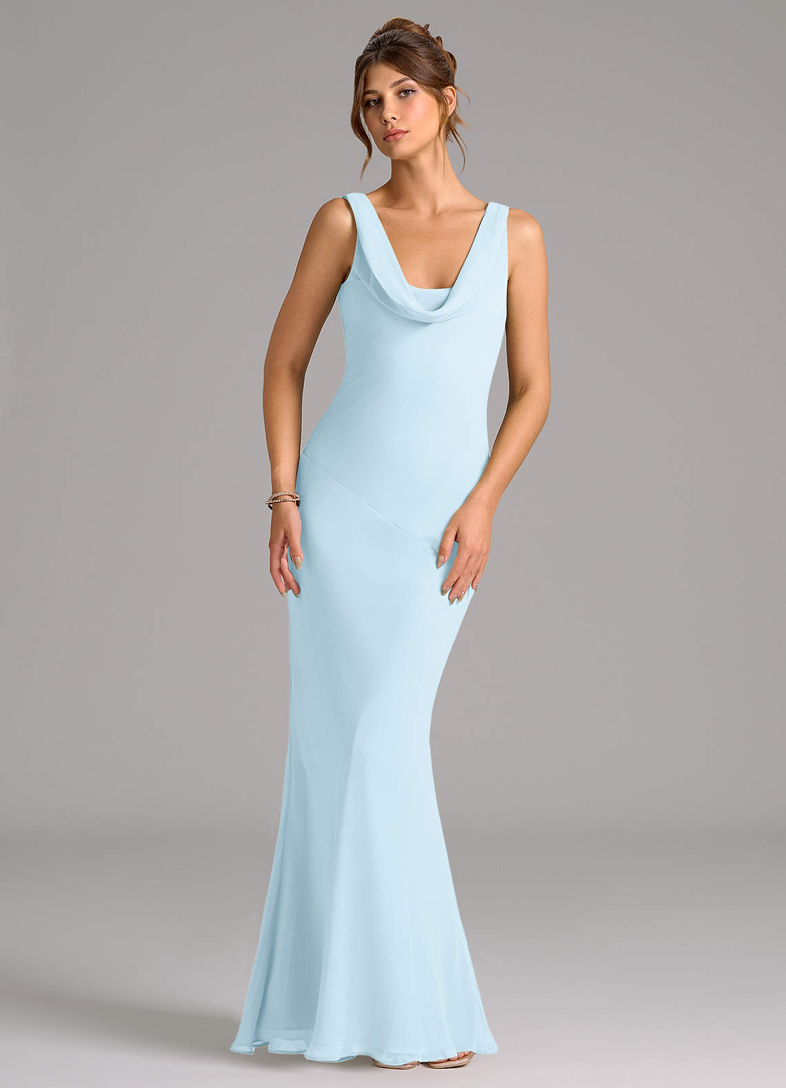elyessen Rylina Sky Blue Mermaid Pleated Chiffon Dress 1