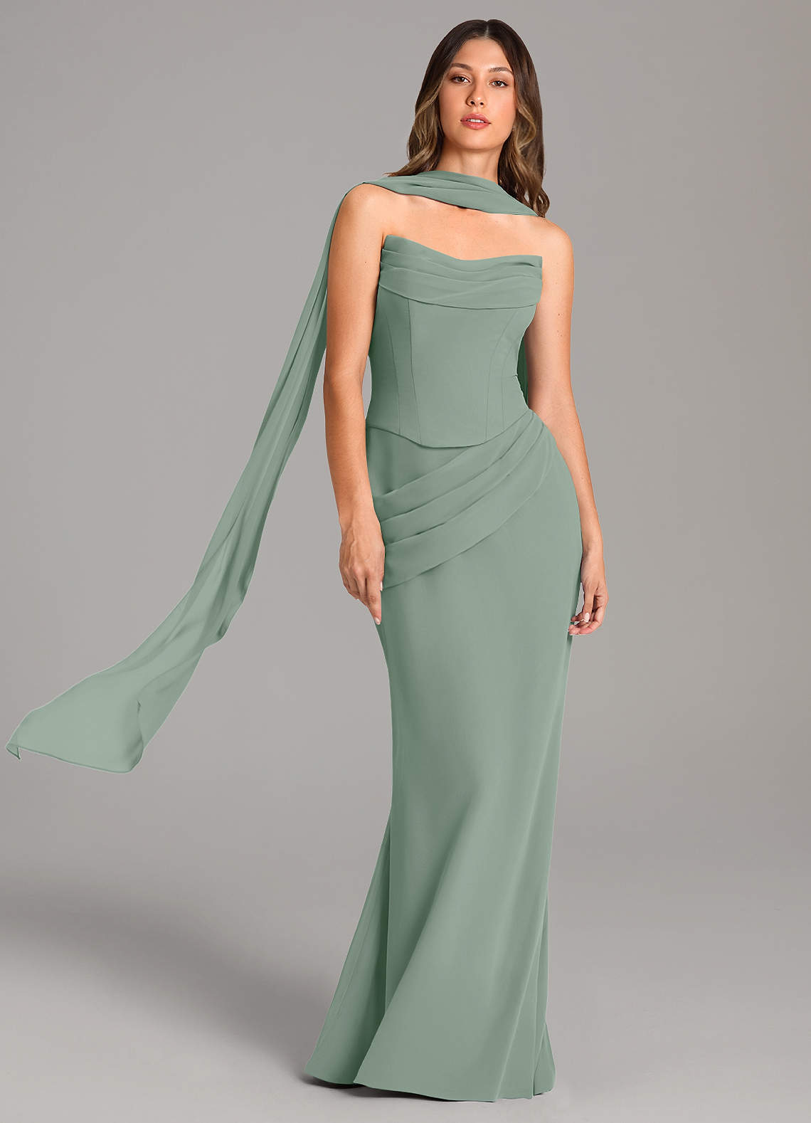 elyessen Sorrel Sky Blue Mermaid Corset Chiffon Dress 1
