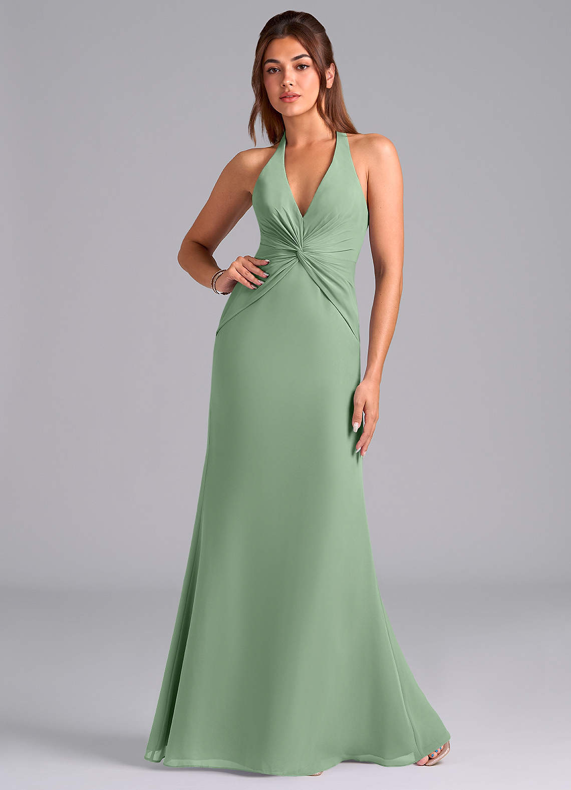 elyessen Valerie Sky Blue Mermaid Pleated Chiffon Dress 1