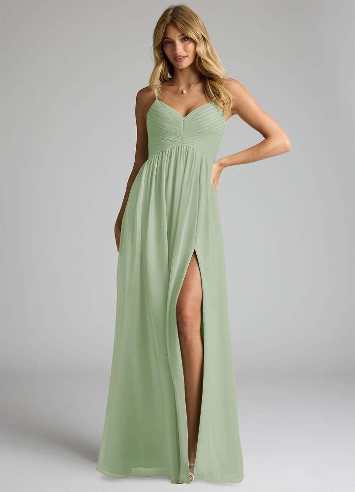 elyessen Alia Sky Blue A-Line Pleated Chiffon Dress 1