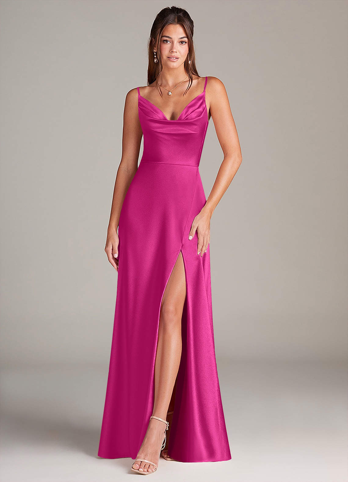 elyessen Sarella Black A-Line Pleated Stretch Satin Dress 4