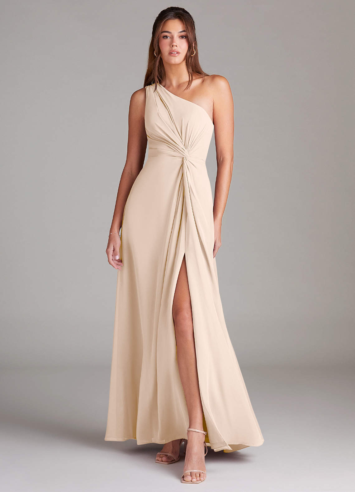 elyessen Brooke Sky Blue A-Line One Shoulder Chiffon Dress 7