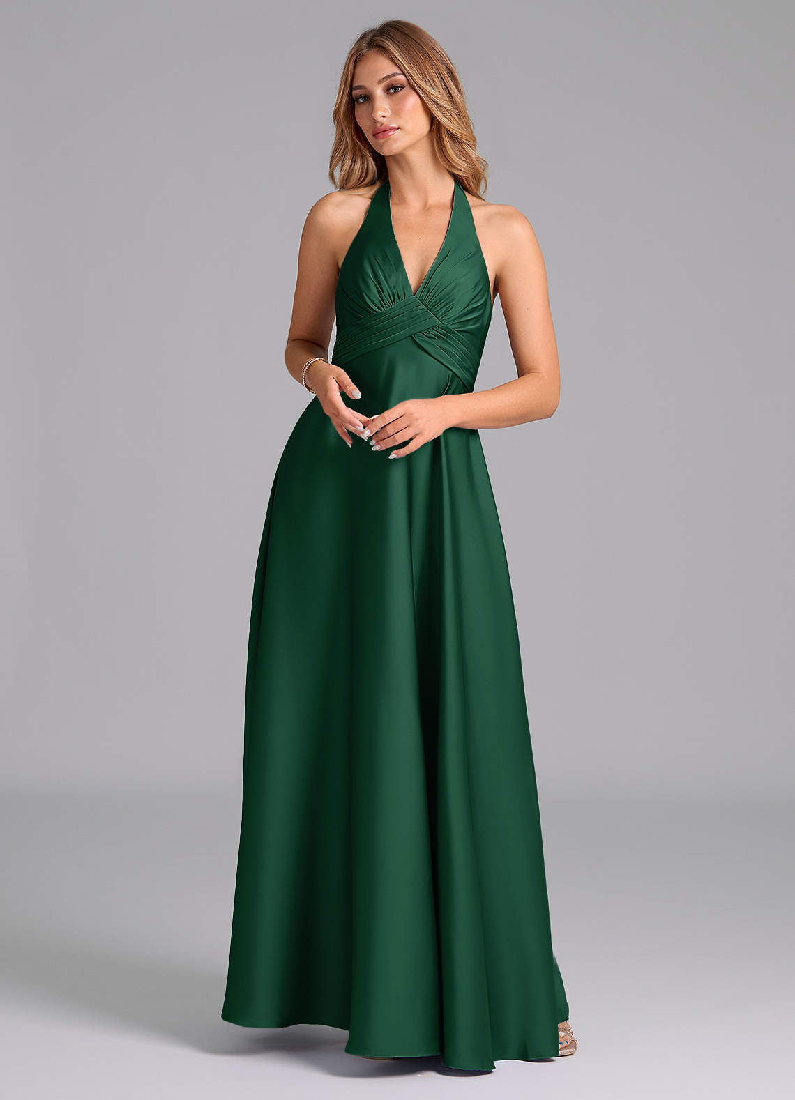 elyessen Tessie Terracotta A-Line Pleated Stretch Satin Dress 2