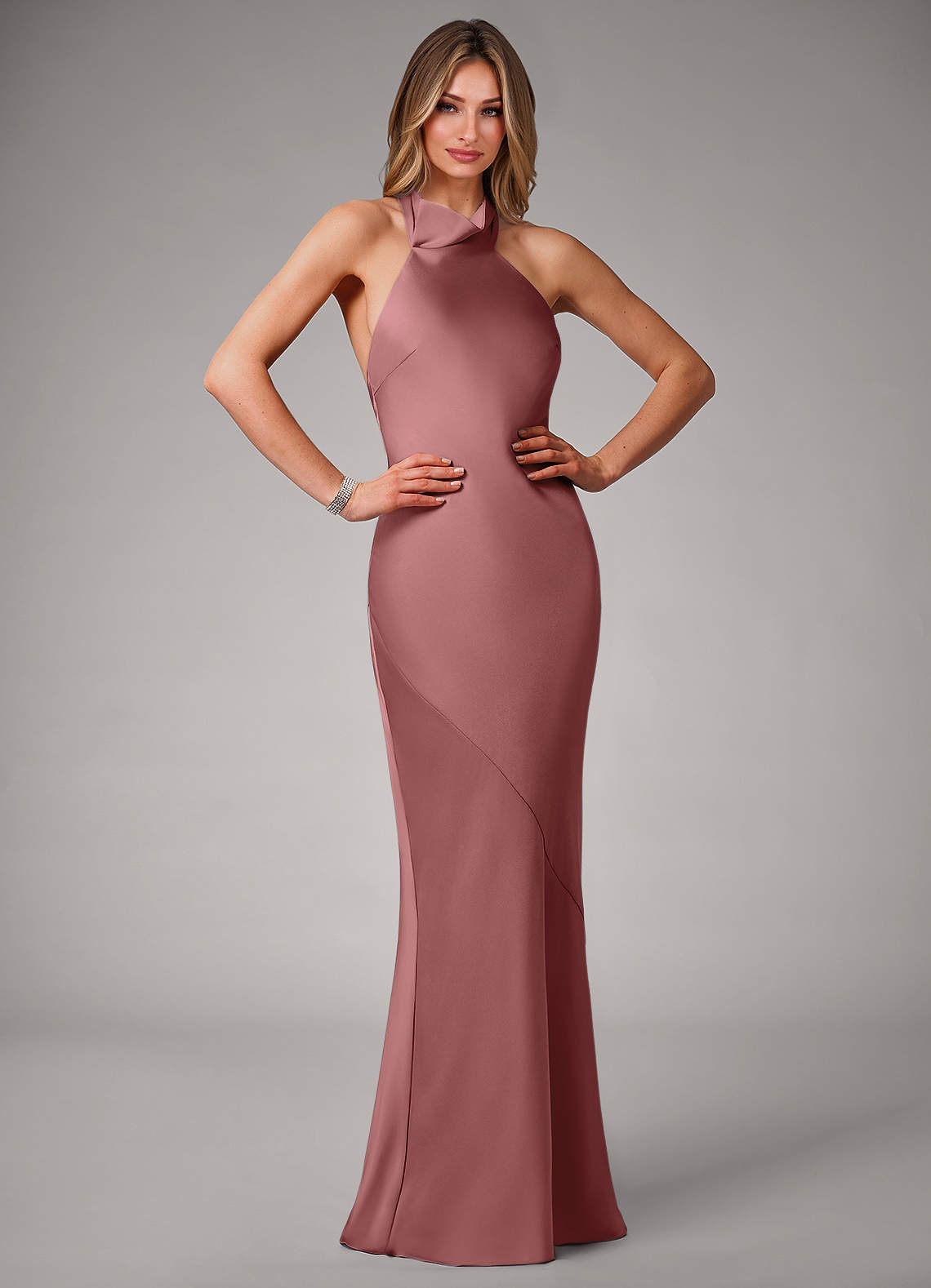 elyessen Velli Black Mermaid High Neck Stretch Satin Dress 5