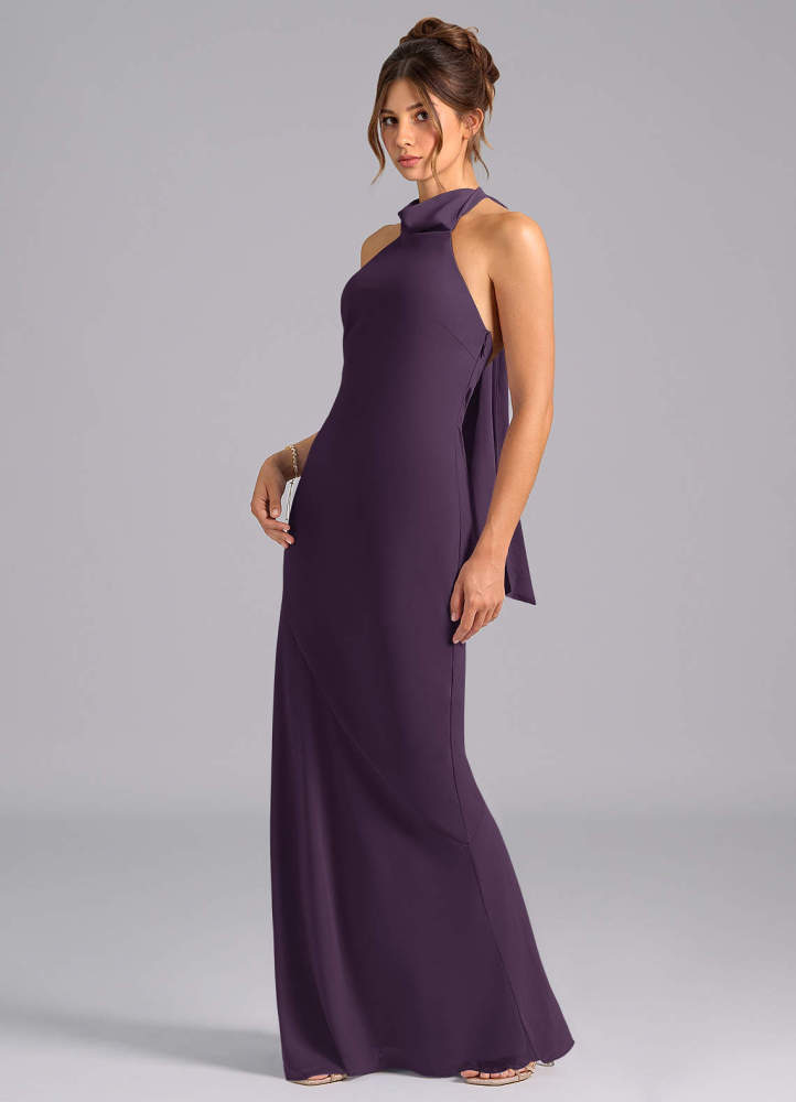 elyessen Velli Dusty Blue Mermaid High Neck Chiffon Dress 5