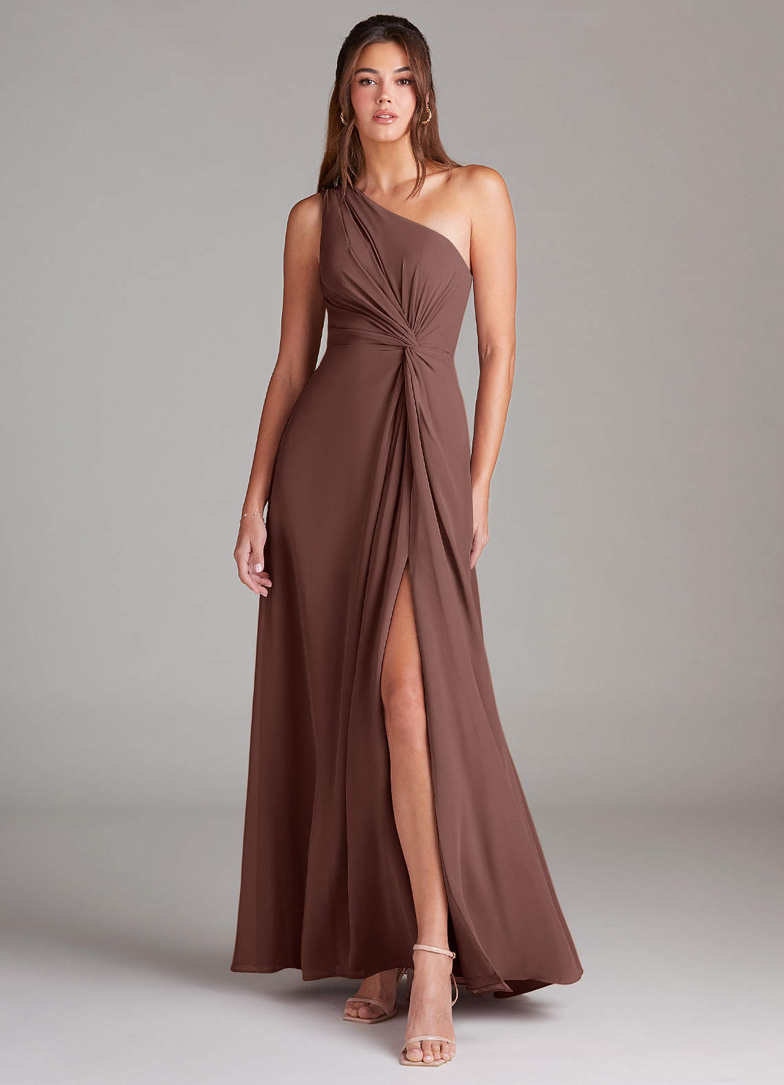elyessen Brooke Sky Blue A-Line One Shoulder Chiffon Dress 8