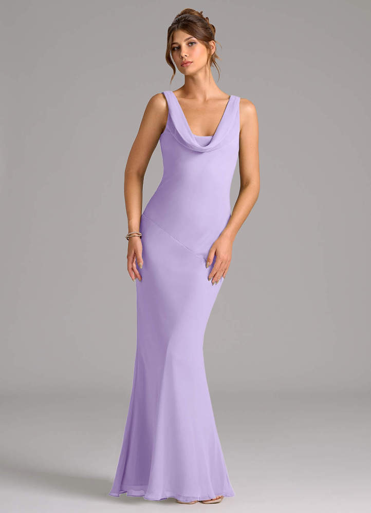 elyessen Rylina Sky Blue Mermaid Pleated Chiffon Dress 5