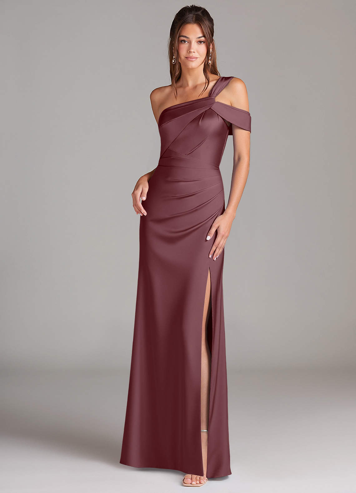 elyessen Wynter Black Sheath One Shoulder Stretch Satin Dress 5