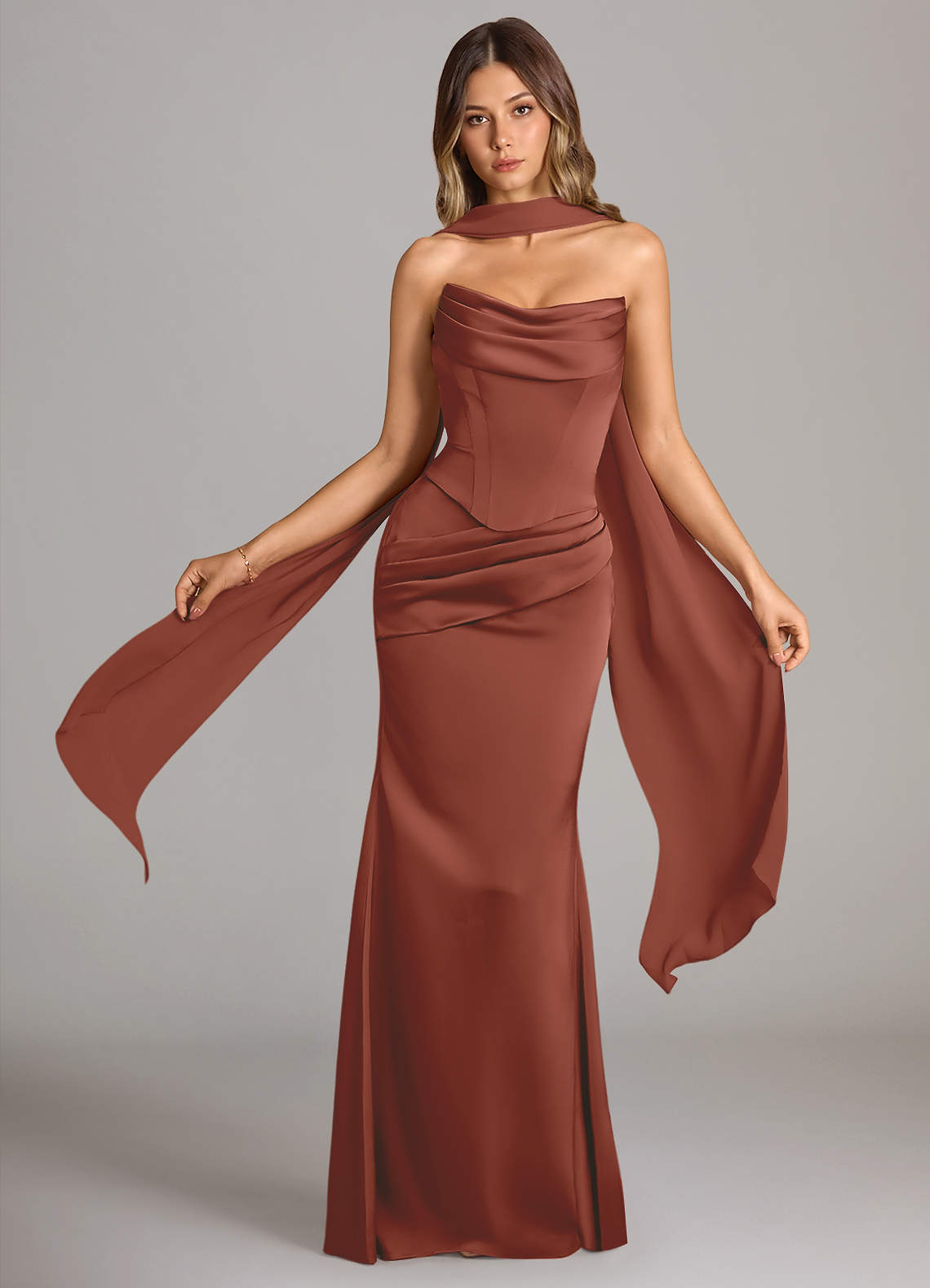 elyessen Sorrel Black Mermaid Strapless Stretch Satin Convertible Dress 6