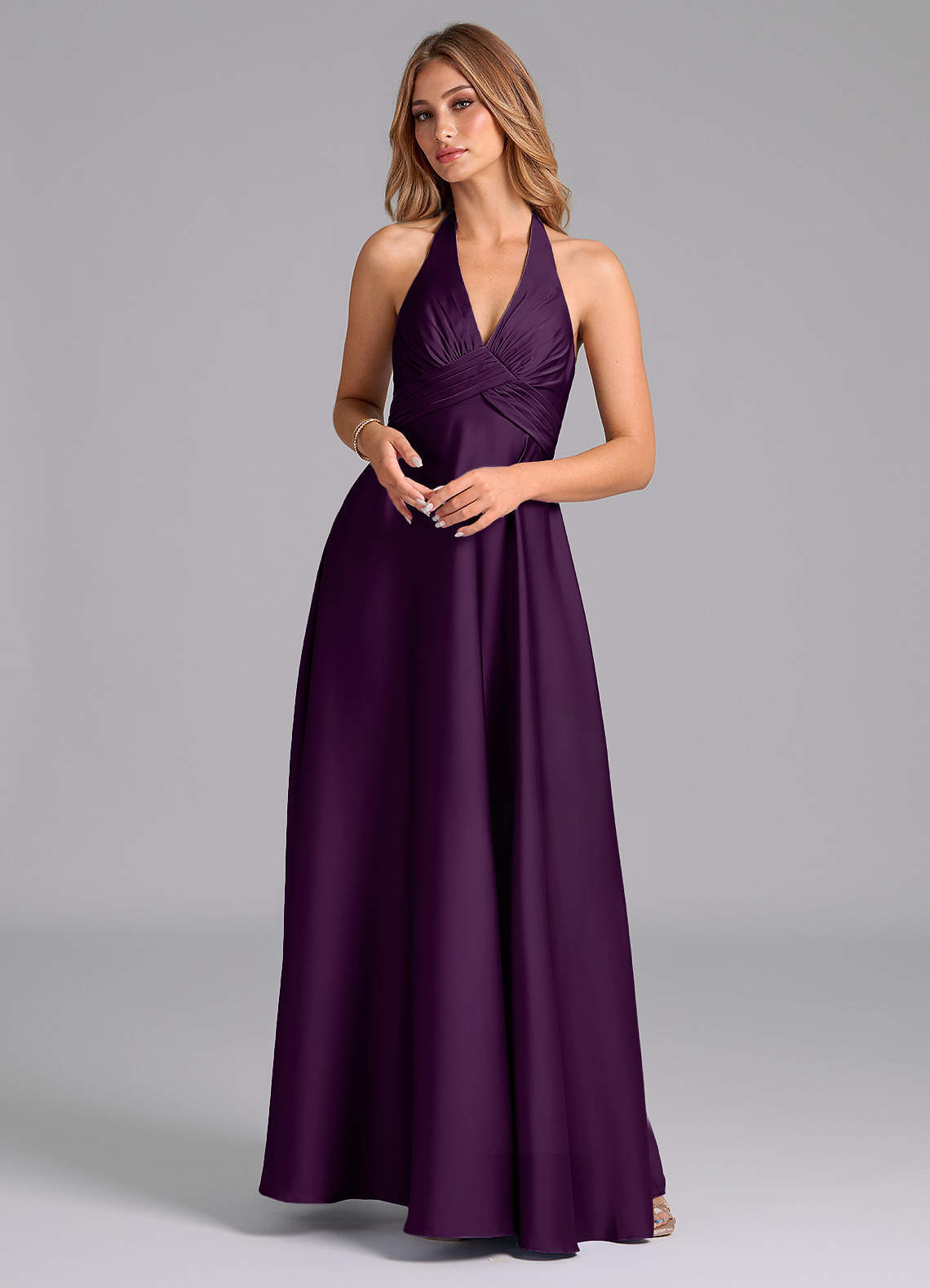 elyessen Tessie Terracotta A-Line Pleated Stretch Satin Dress 5