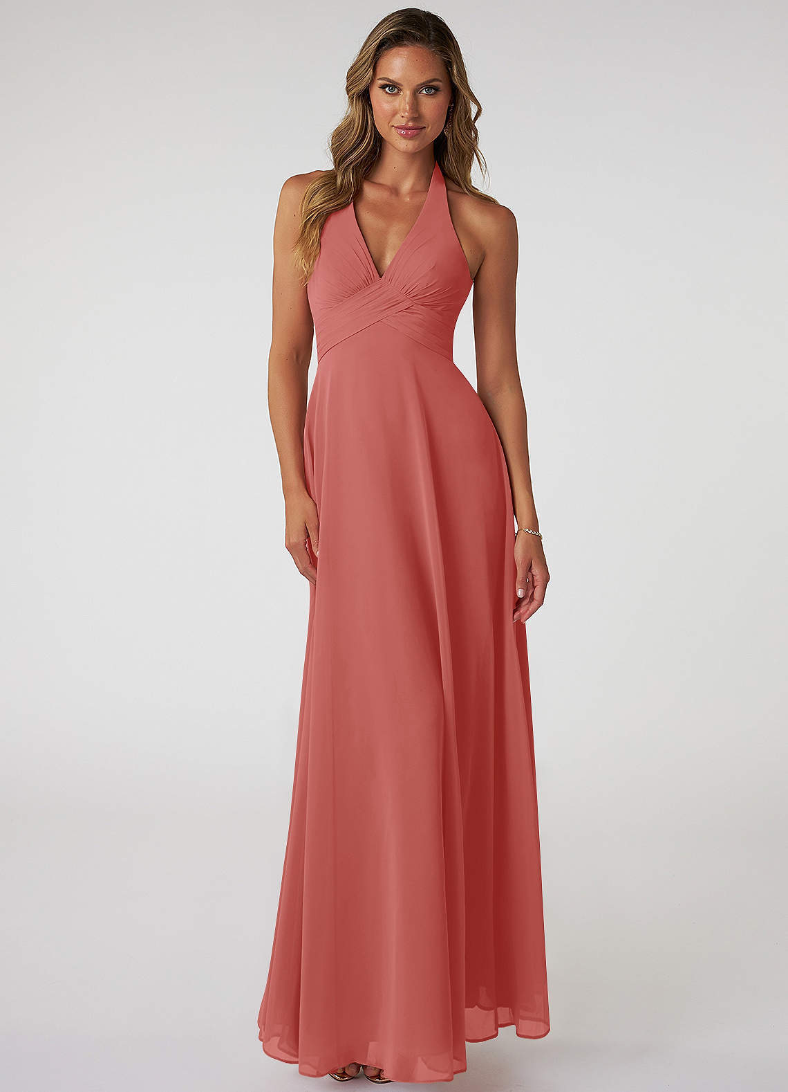 elyessen Tessie Sky Blue A-Line V-Neck Pleated Chiffon Dress 4