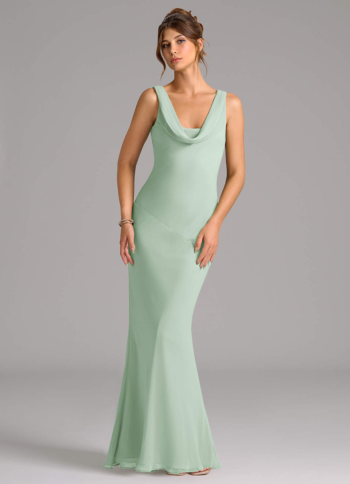 elyessen Rylina Sky Blue Mermaid Pleated Chiffon Dress 1