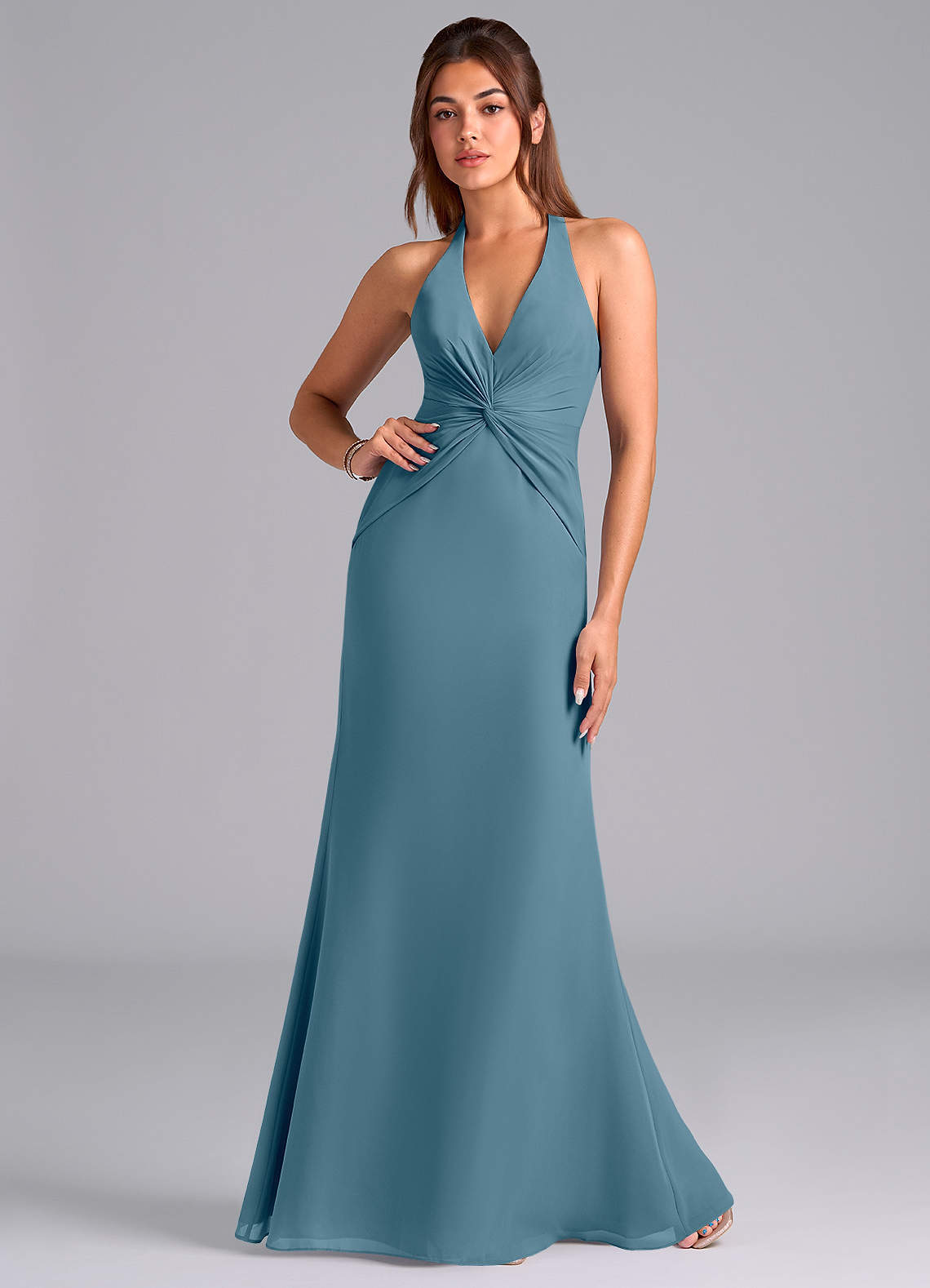 elyessen Valerie Sky Blue Mermaid Pleated Chiffon Dress 3