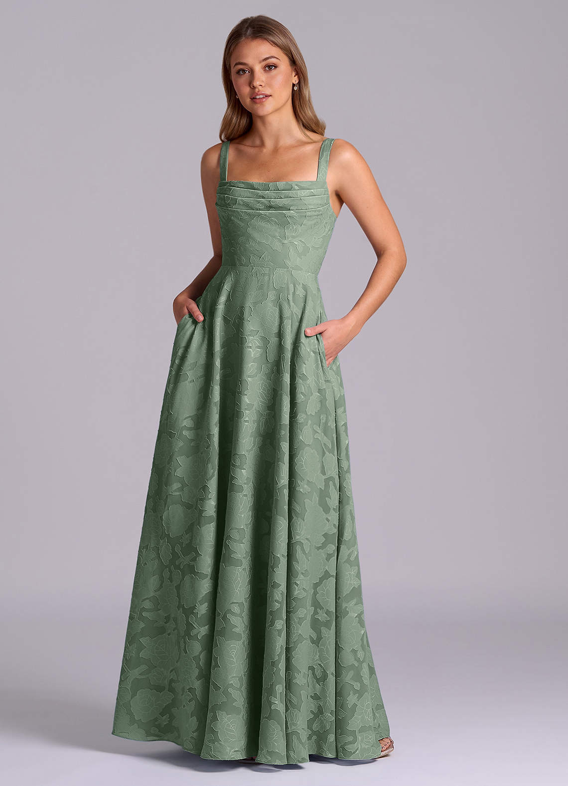 elyessen Shaude Sky Blue A-Line Pleated Floral Burnout Dress 1