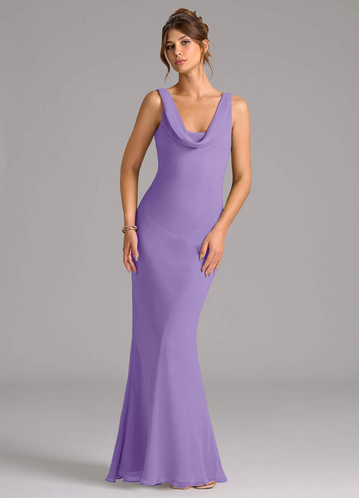 elyessen Rylina Sky Blue Mermaid Pleated Chiffon Dress 5