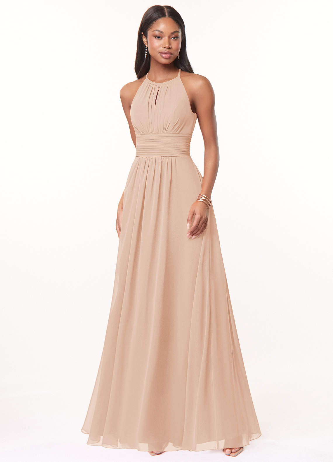 elyessen Bonnie Burgundy A-Line Keyhole Ruched Chiffon Dress 4