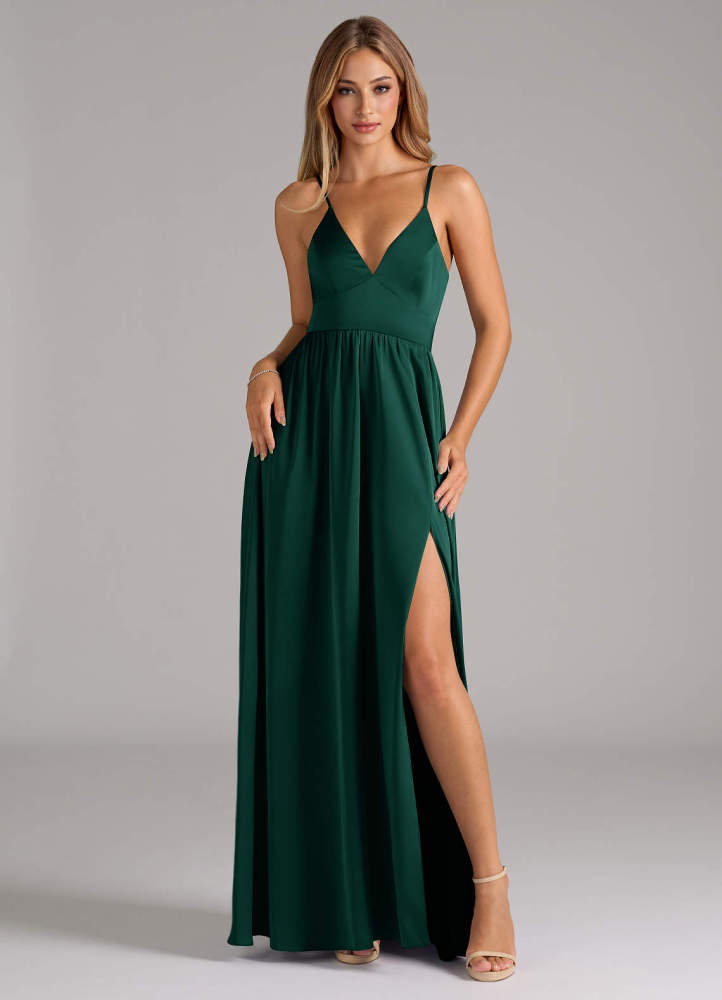 elyessen Aaida Dusty Sage A-Line Corset Stretch Satin Dress 2