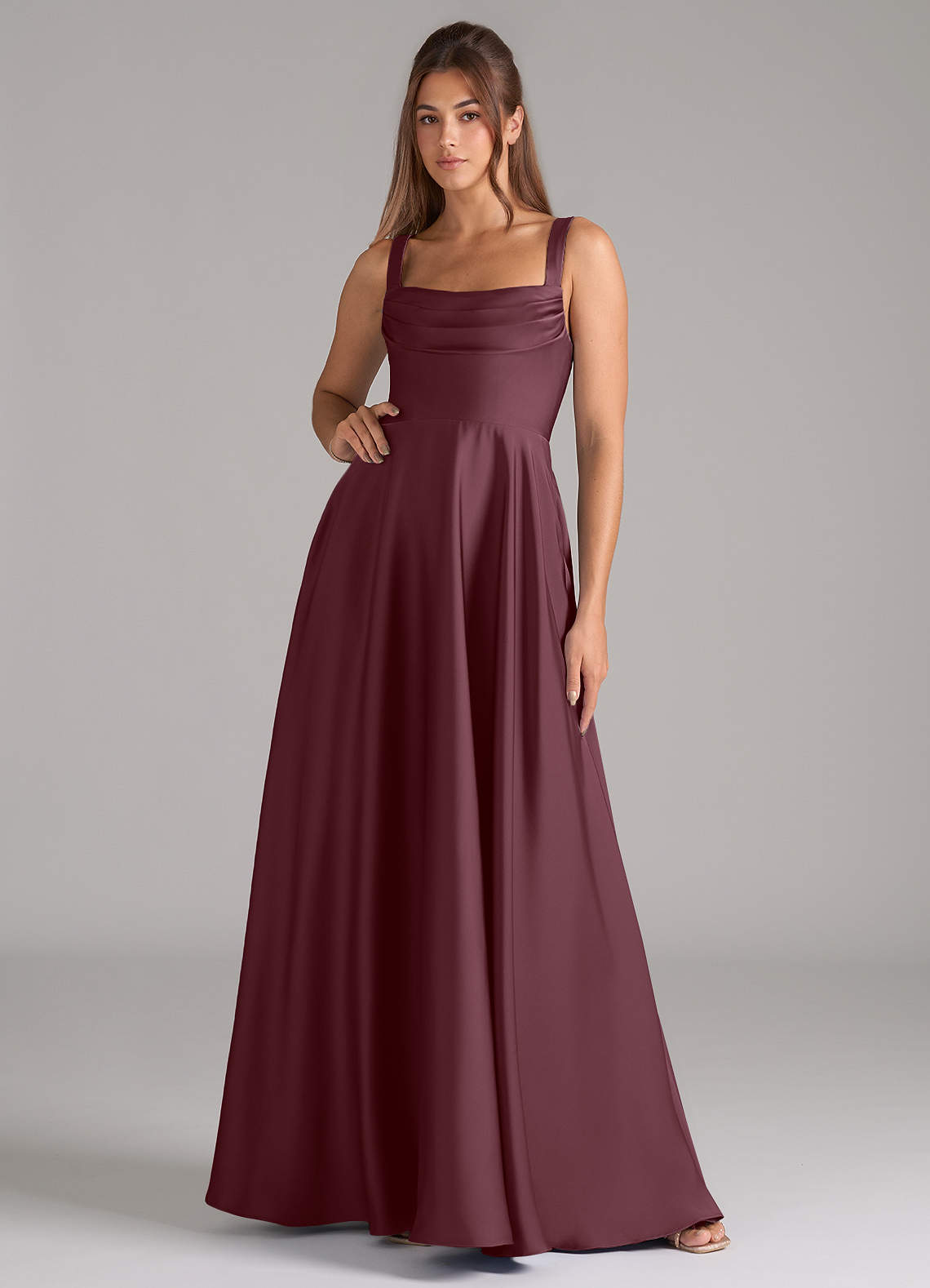 elyessen Shaude Black A-Line Pleated Stretch Satin Dress 5