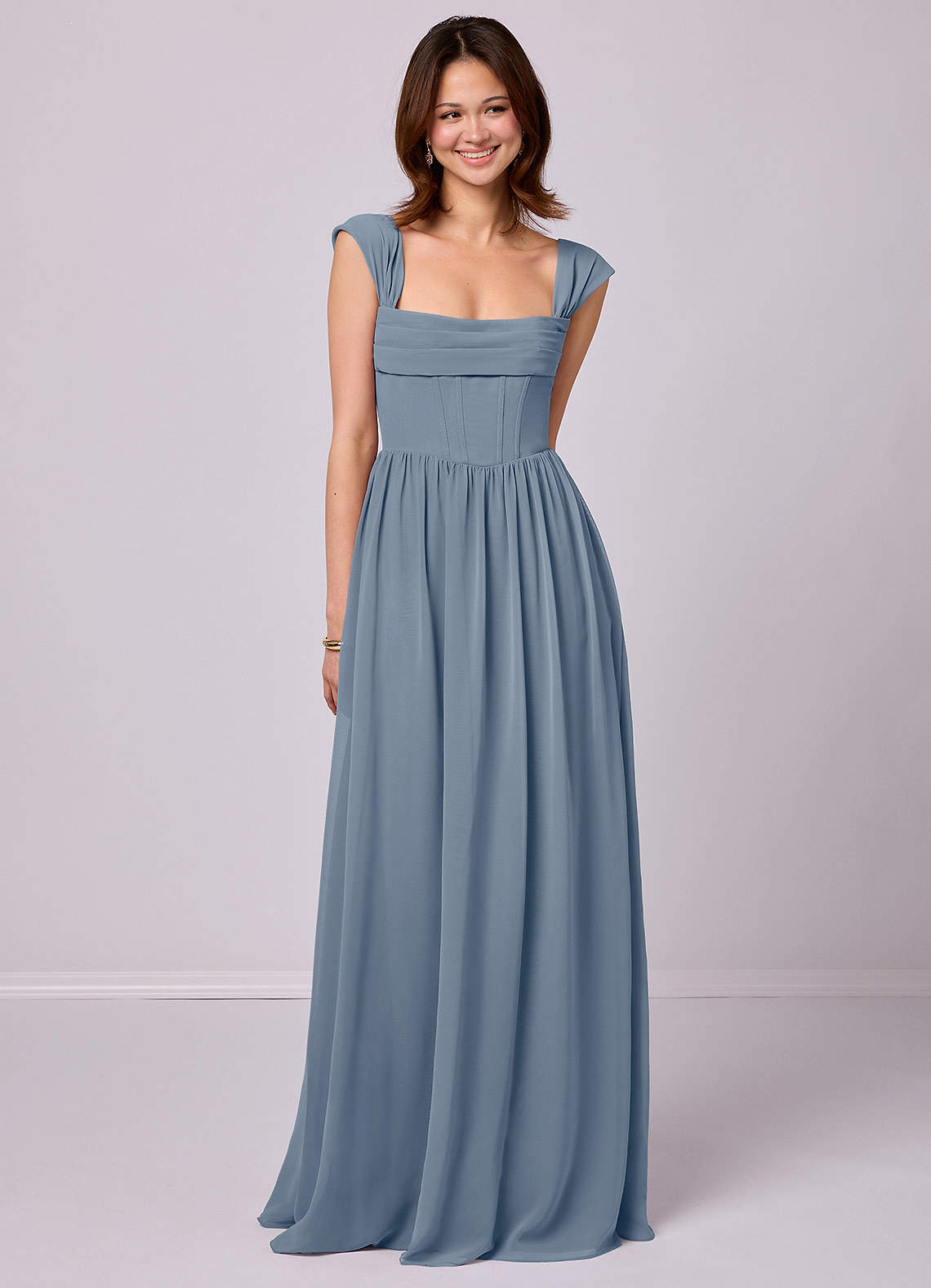 Sky Blue A-Line Corset Chiffon Dress Sky Blue 2
