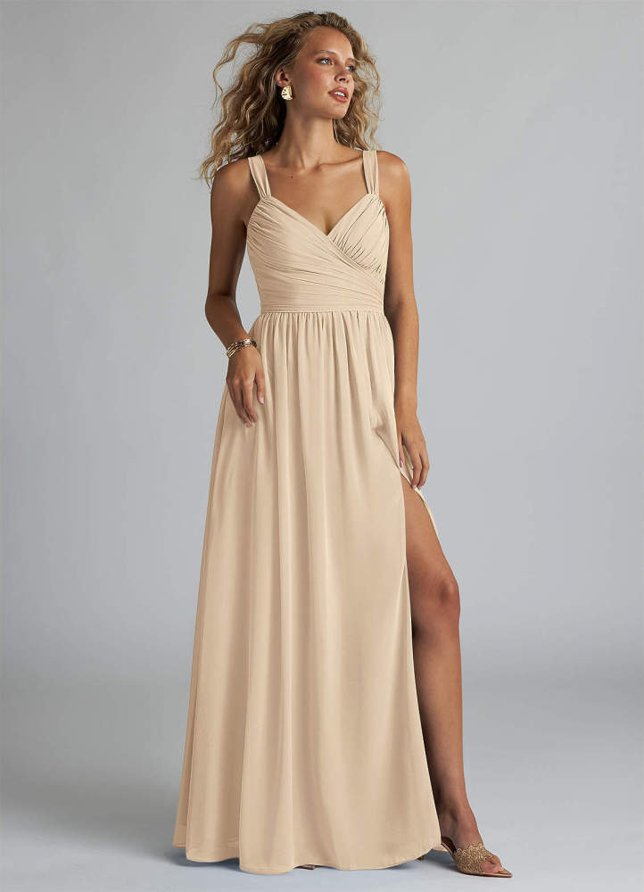 elyessen Aziza Sky Blue A-Line V-Neck Pleated Chiffon Dress 7