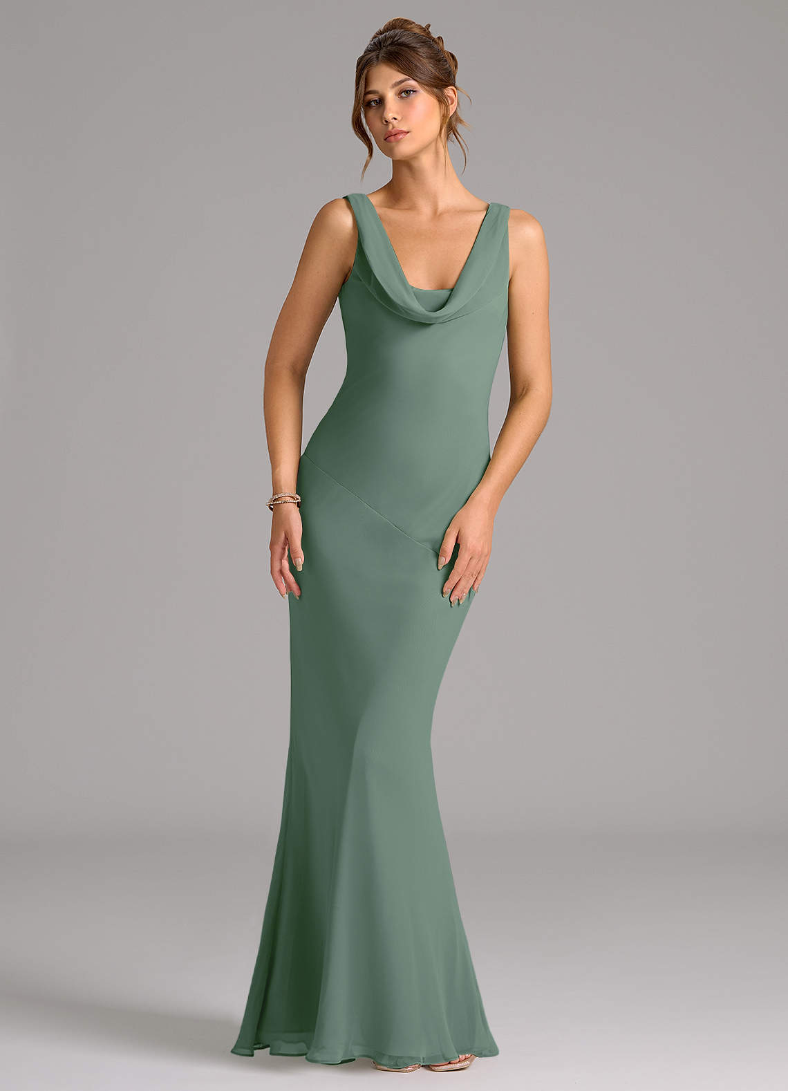 elyessen Rylina Sky Blue Mermaid Pleated Chiffon Dress 1