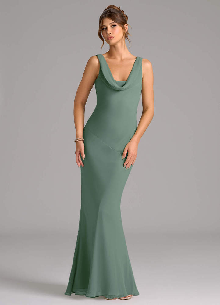 elyessen Rylina Sky Blue Mermaid Pleated Chiffon Dress 1