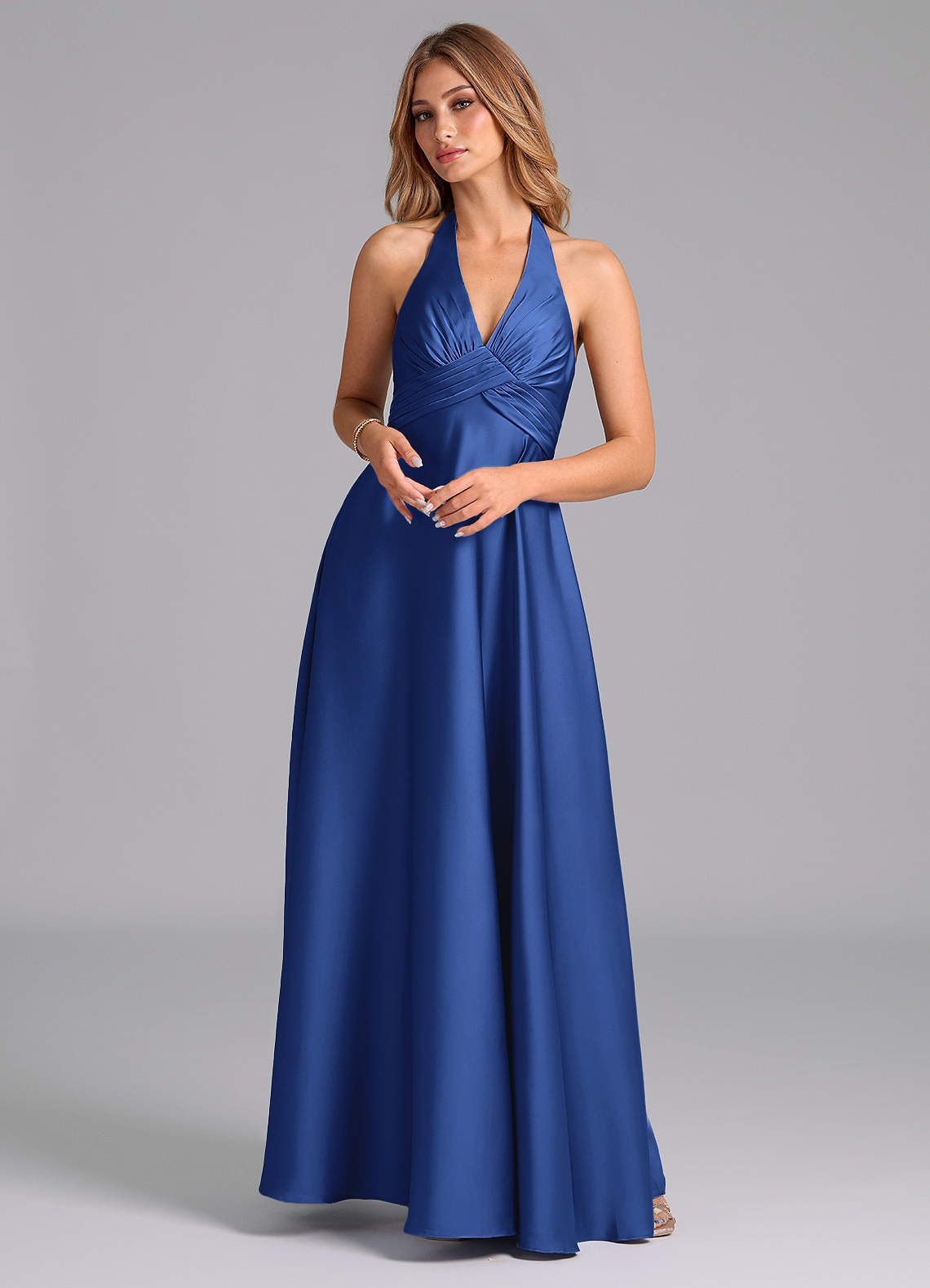 elyessen Tessie Terracotta A-Line Pleated Stretch Satin Dress 3