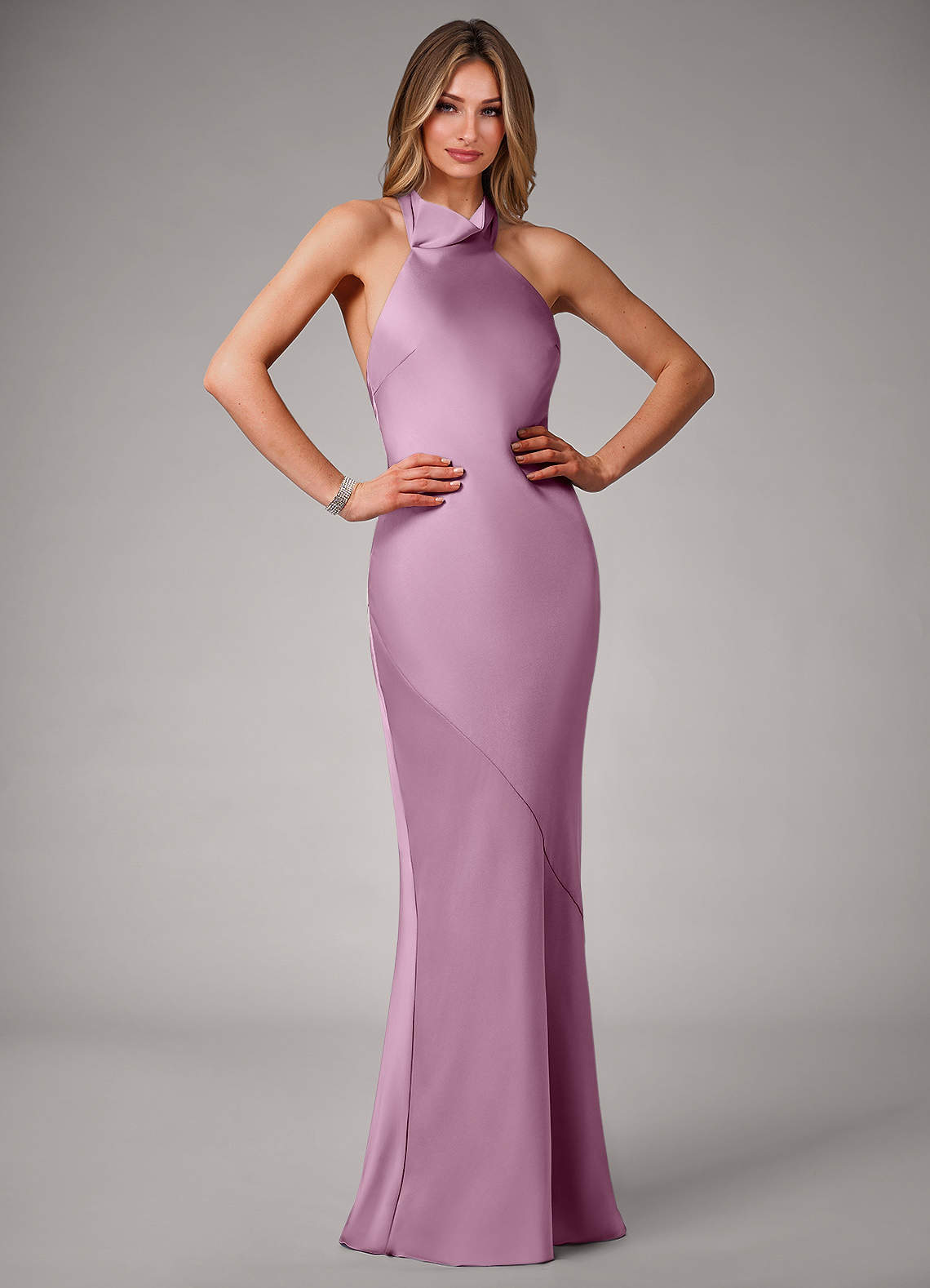 elyessen Velli Black Mermaid High Neck Stretch Satin Dress 5