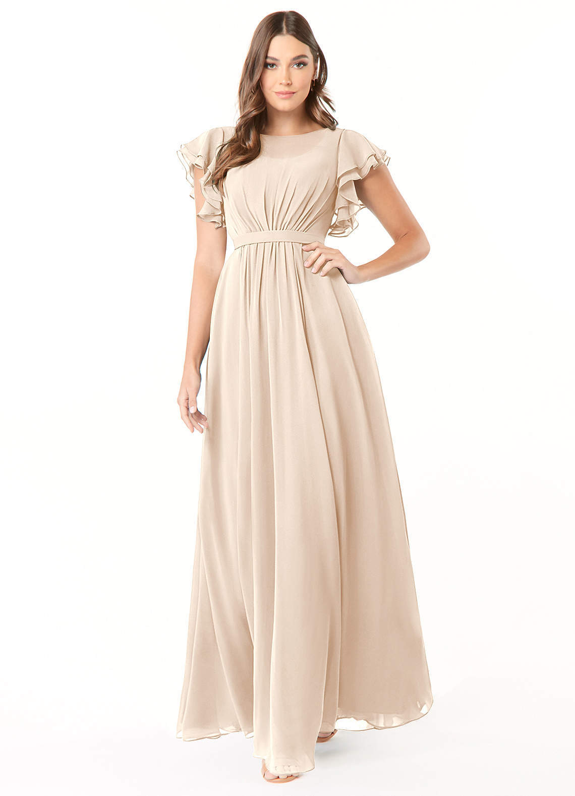 elyessen Daphne A-Line Ruffled Chiffon Floor-Length Dress Eucalyptus 7