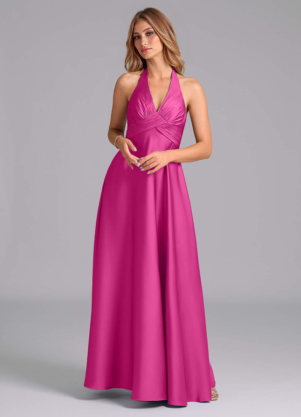 elyessen Tessie Terracotta A-Line Pleated Stretch Satin Dress 4