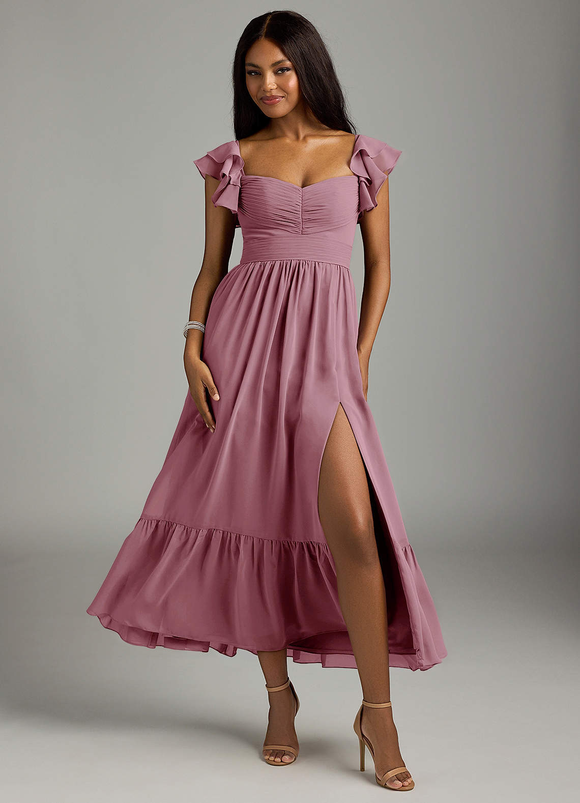 elyessen Anaya Blue Vintage Floral A-Line Sweetheart Neckline Chiffon Dress 5