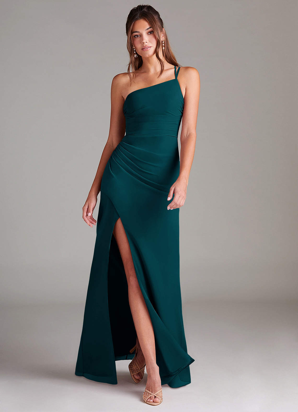elyessen Eren Sky Blue Sheath One Shoulder Chiffon Dress 2