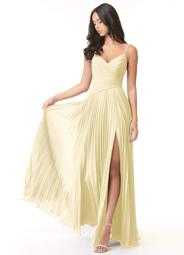 elyessen Vini Sky Blue A-Line V-Neck Pleated Chiffon Dress 7