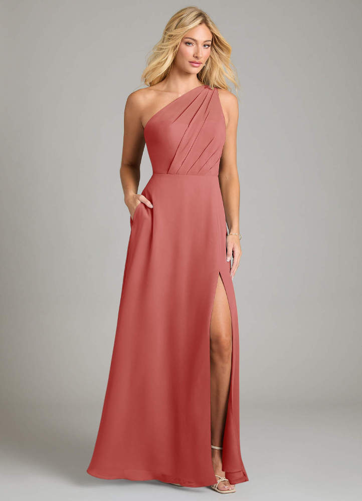 elyessen Phaedra Black A-Line One Shoulder Chiffon Dress 4